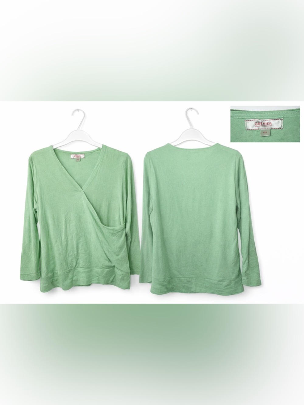 Light Green Women's Wrap-Front Long Sleeve Top